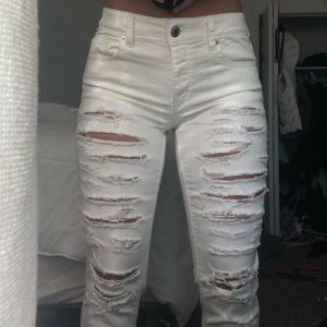 straight and stretchy white jeans!